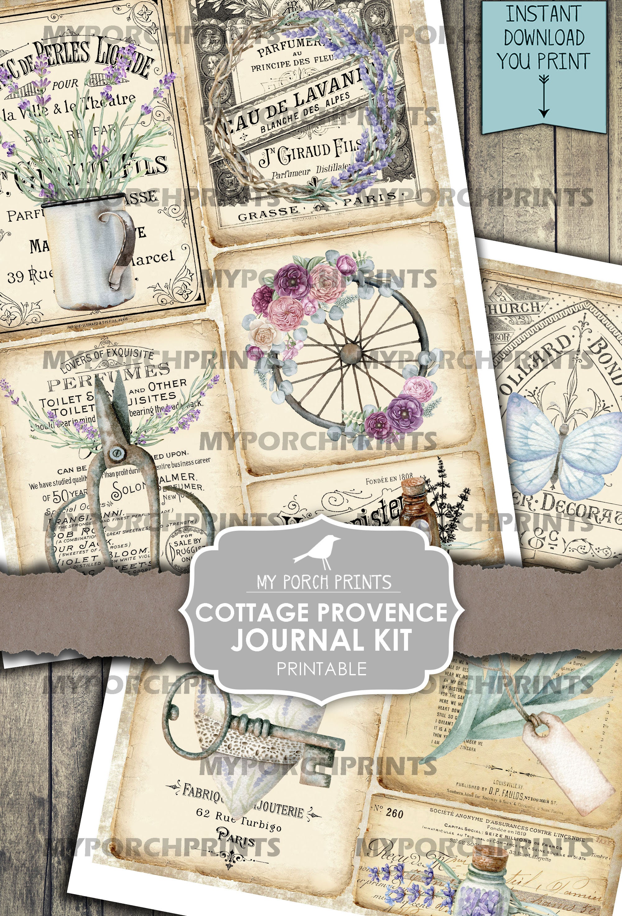 Junk Journal Kit, Cottage, Provence, Lavender, French, Purple, Garden ...