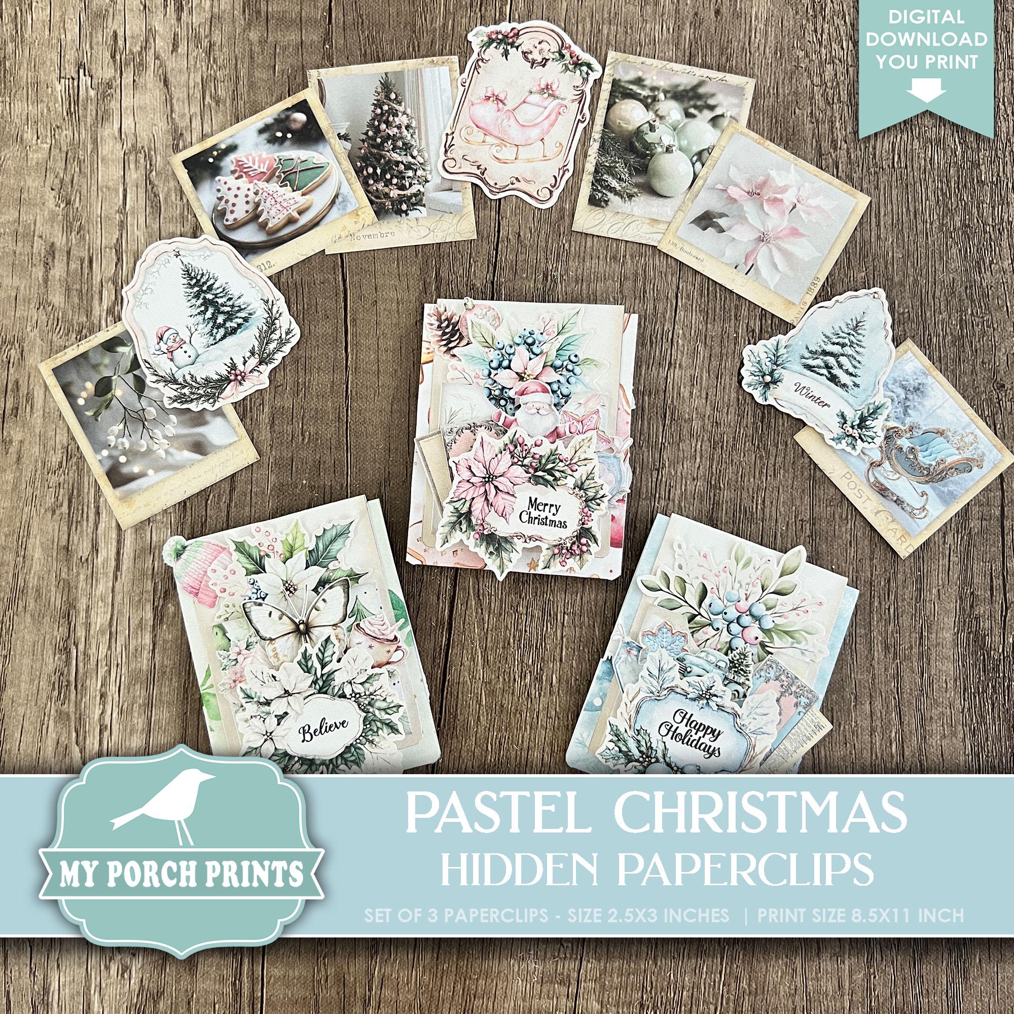 Pastel Christmas Hidden Paperclips, Set of 3, Junk Journal, Paper Clips ...