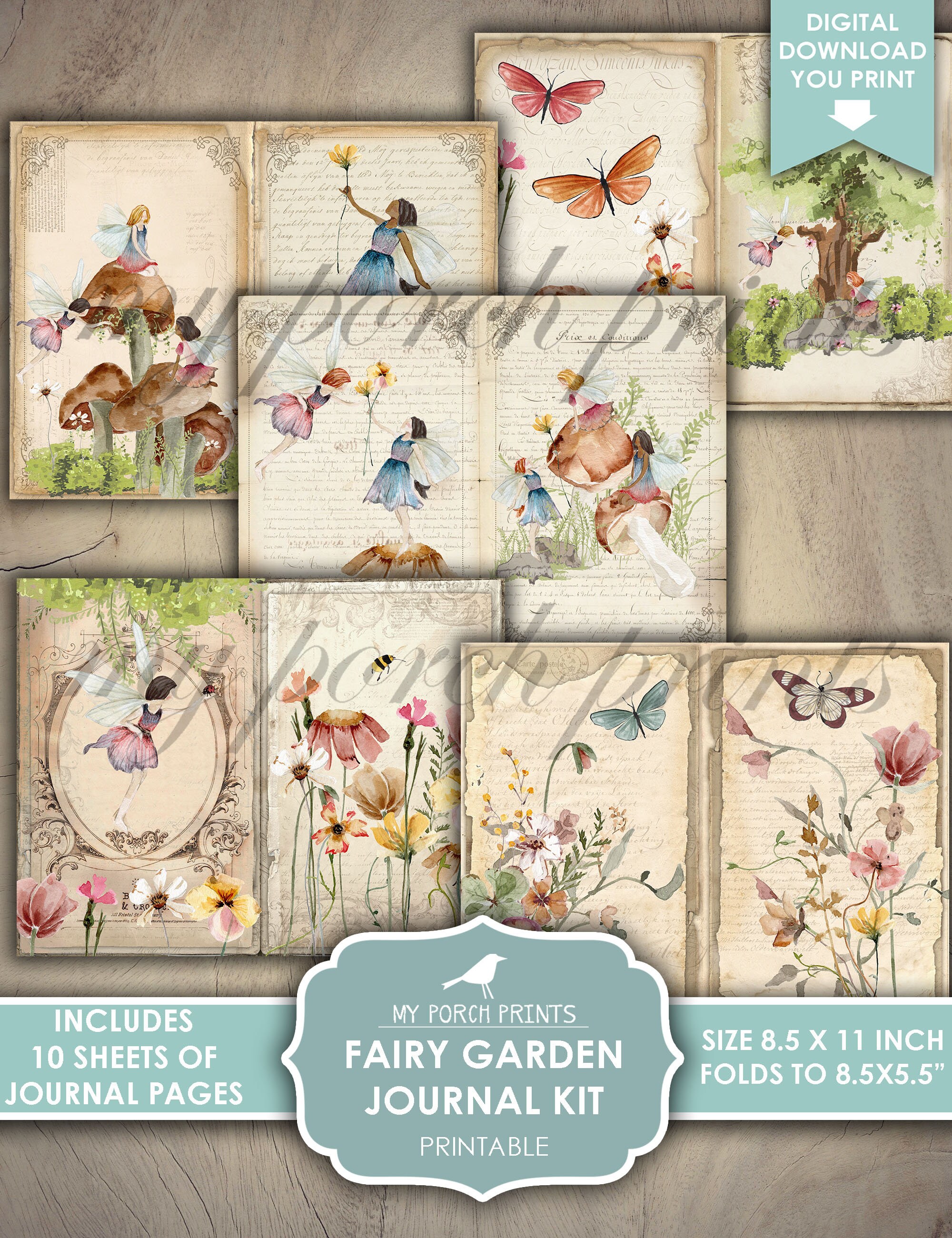 Fairy Garden Junk Journal Kit, Fairies Forest Door Cottagecore Magic ...