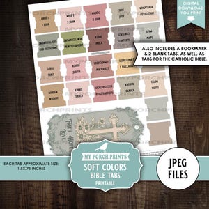 Soft Colors Bible Tabs, Earth Tone Printable Fussy Cuts Scripture Faith Stickers My Porch Prints Printable Digital Download, Zip JPEG Files image 4