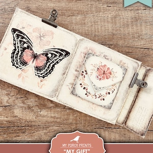 Junk Journal Kit My Gift Fall Autumn, Gift Idea, Mom, Best Friend, Women, Blush, Tea, Pink No-Sew My Porch Prints Digital Download Printable