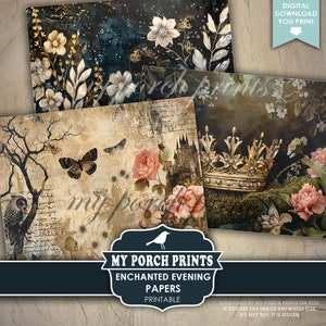 Enchanted Evening PAPERS, Junk Journal, Magic, Fairy Tale, Forest, Moon ...