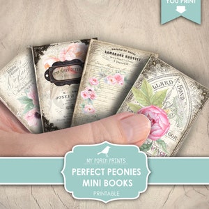 Mini Books, Perfect, Peonies, Peony, Junk Journal, Pink, Spring, Book, Mother's Day, Miniature, My Porch Prints, Printable, Digital Download