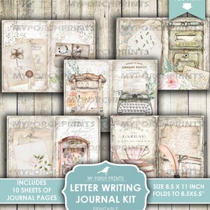 Pu&ograve; includere: Un kit di diario di scrittura di lettere stampabile con 10 fogli di pagine di diario. Il kit presenta immagini di ispirazione vintage di cassette postali, macchine da scrivere e altri articoli di cancelleria. Le pagine del diario misurano 21,6 cm per 27,9 cm e si piegano a 21,6 cm per 13,9 cm.