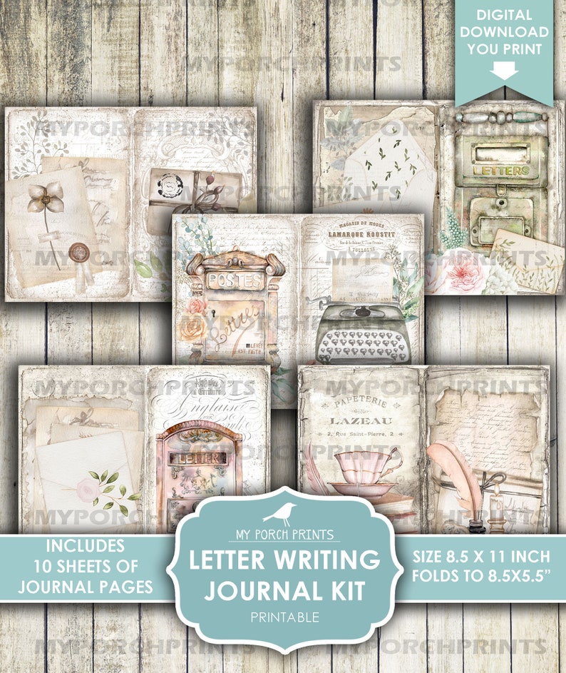 Pu&ograve; includere: Un kit di diario di scrittura di lettere stampabile con 10 fogli di pagine di diario. Il kit presenta immagini di ispirazione vintage di cassette postali, macchine da scrivere e altri articoli di cancelleria. Le pagine del diario misurano 21,6 cm per 27,9 cm e si piegano a 21,6 cm per 13,9 cm.