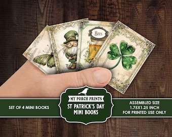 St Patrick's Day Mini Books, Junk Journal, Miniature, Lucky, Green, Spring, Irish, Clover, Kit, My Porch Prints, Printable, Digital Download
