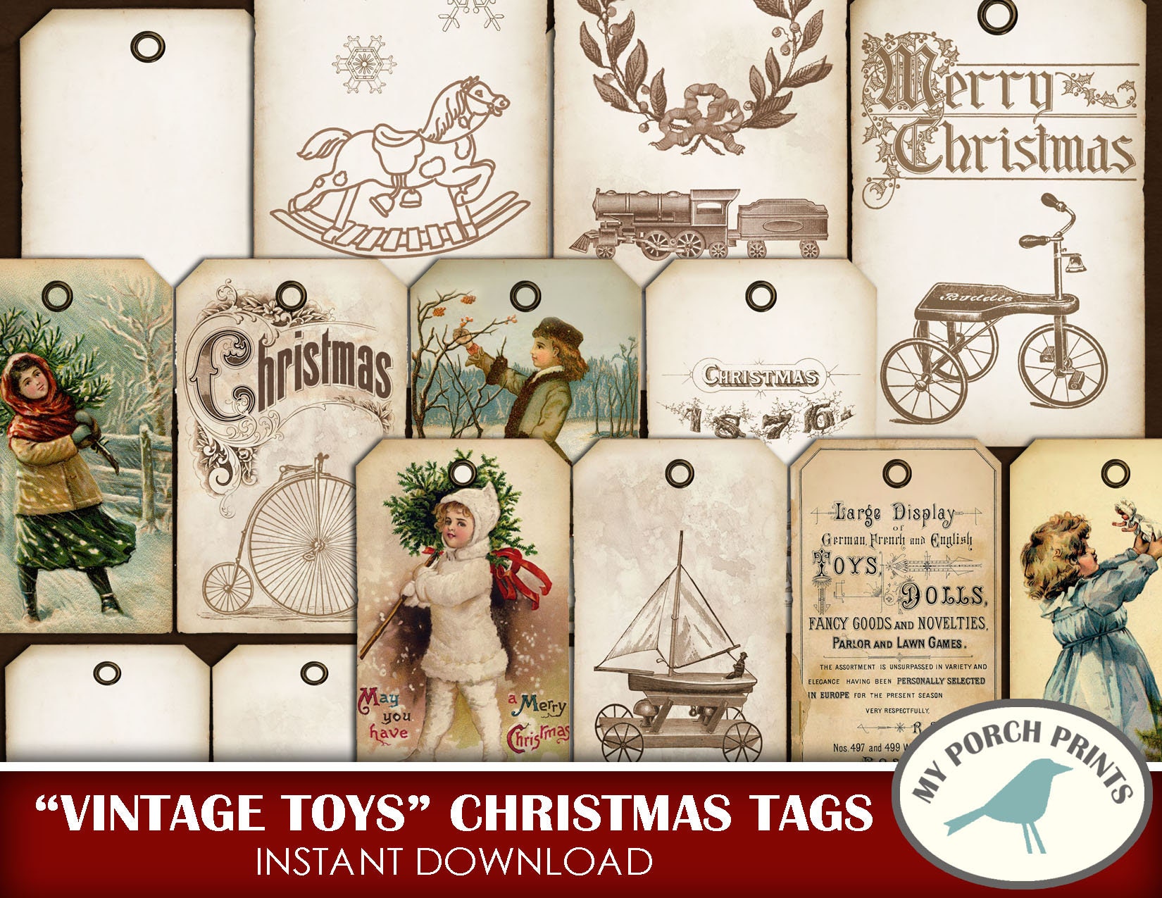 vintage toys christmas tags gift tags santa scrapbook etsy