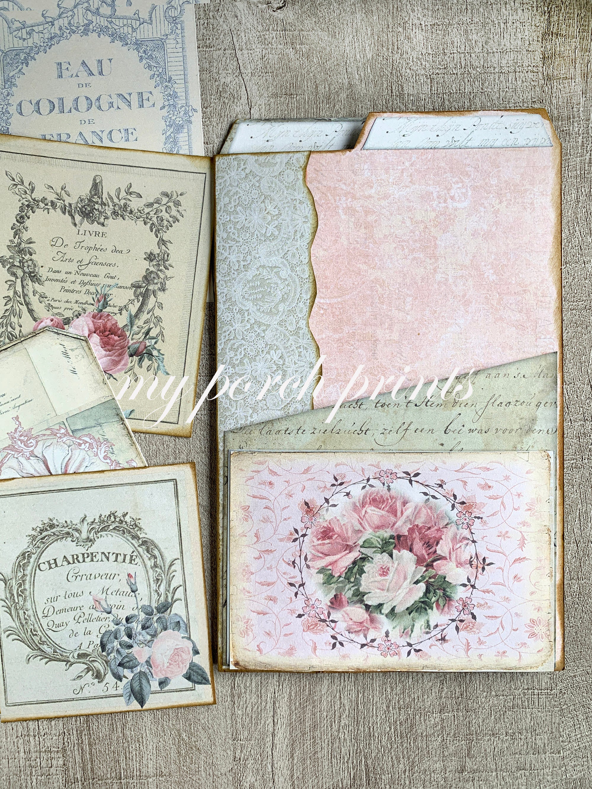 Junk Journal Shabby Pink Loaded Folder Craft Kit Ephemera - Etsy