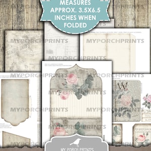 Junk Journal, Kit, Rose, Tri-Fold, Journal Insert, Ephemera, Handmade, Printable, Embellishment, Vintage, Digital, Download, My Porch Prints image 3