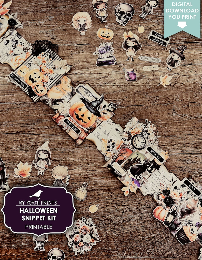 Halloween Snippet, Kit, Junk Journal, Roll, Fussy Cut, Fall, Candy, BuJo, Cricut, Planner, Printable, My Porch Prints, Digital Download image 6