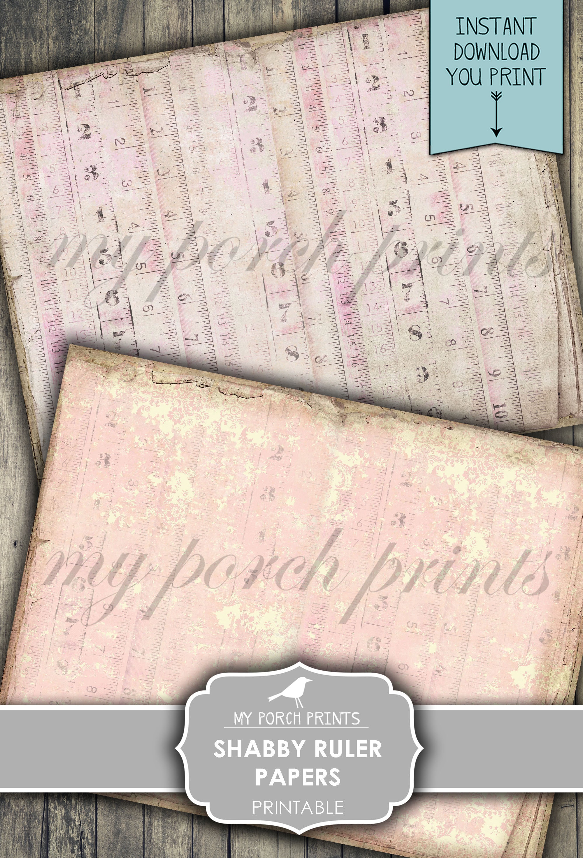 Pink Ruler Print Paper Junk Journal, Shabby, Pink, Ruler, Paper, Printable, Valentines Day ...