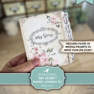 Diario basura, Kit, Mi historia, Shabby, Biografía, Acerca de mí, Mamá, Regalo, Hecho a mano, Libro, Escribir, Mis impresiones de porche, Imprimible, Descarga digital