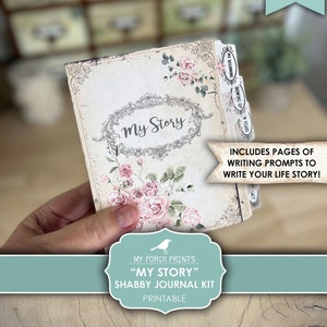 Junk Journal, Kit, My Story, Shabby, Biography, About Me, Mom, Gift, Handmade, Book, Write, My Porch Prints, Printable, Digital Download