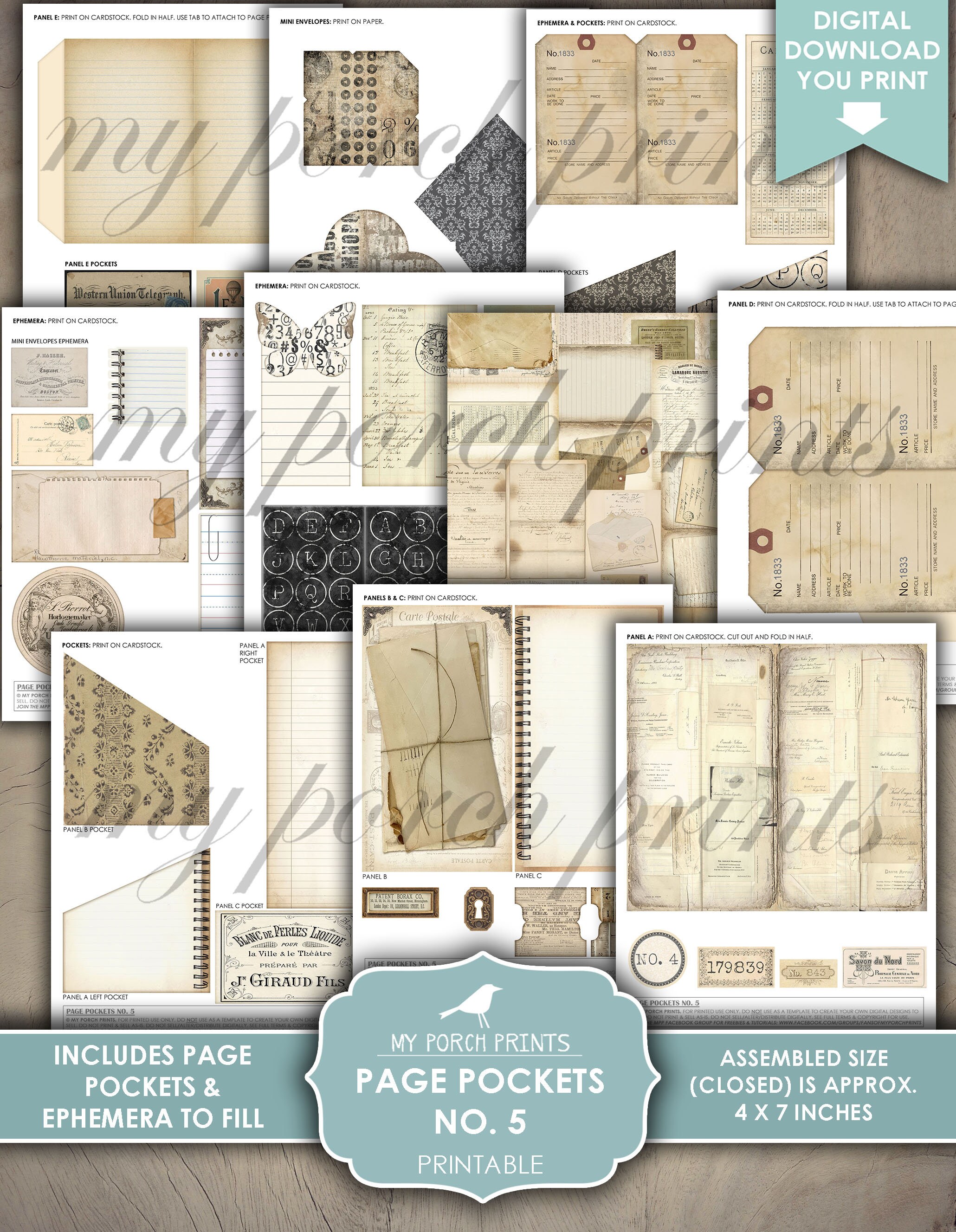 Page Pockets No. 5 Junk Journal Folio Kit, Folio, Folder, Neutral ...