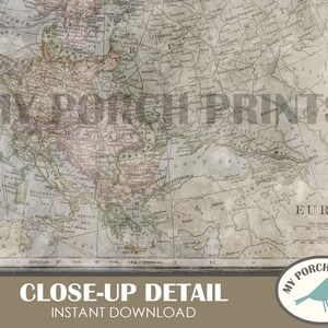 Puede incluir: Un mapa antiguo de Europa con un aspecto descolorido y vintage. El mapa muestra los pa&iacute;ses de Europa con sus fronteras y las principales ciudades. El mapa est&aacute; impreso en un papel texturizado con un fondo marr&oacute;n claro.