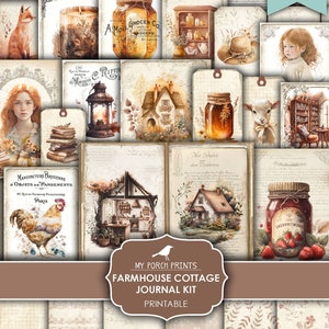Junk Journal, Farmhouse Cottage, Kit, Farm, Cottagecore, Animals, Baking, Home, Cozy, Books, My Porch Prints, Printable, Digital Download