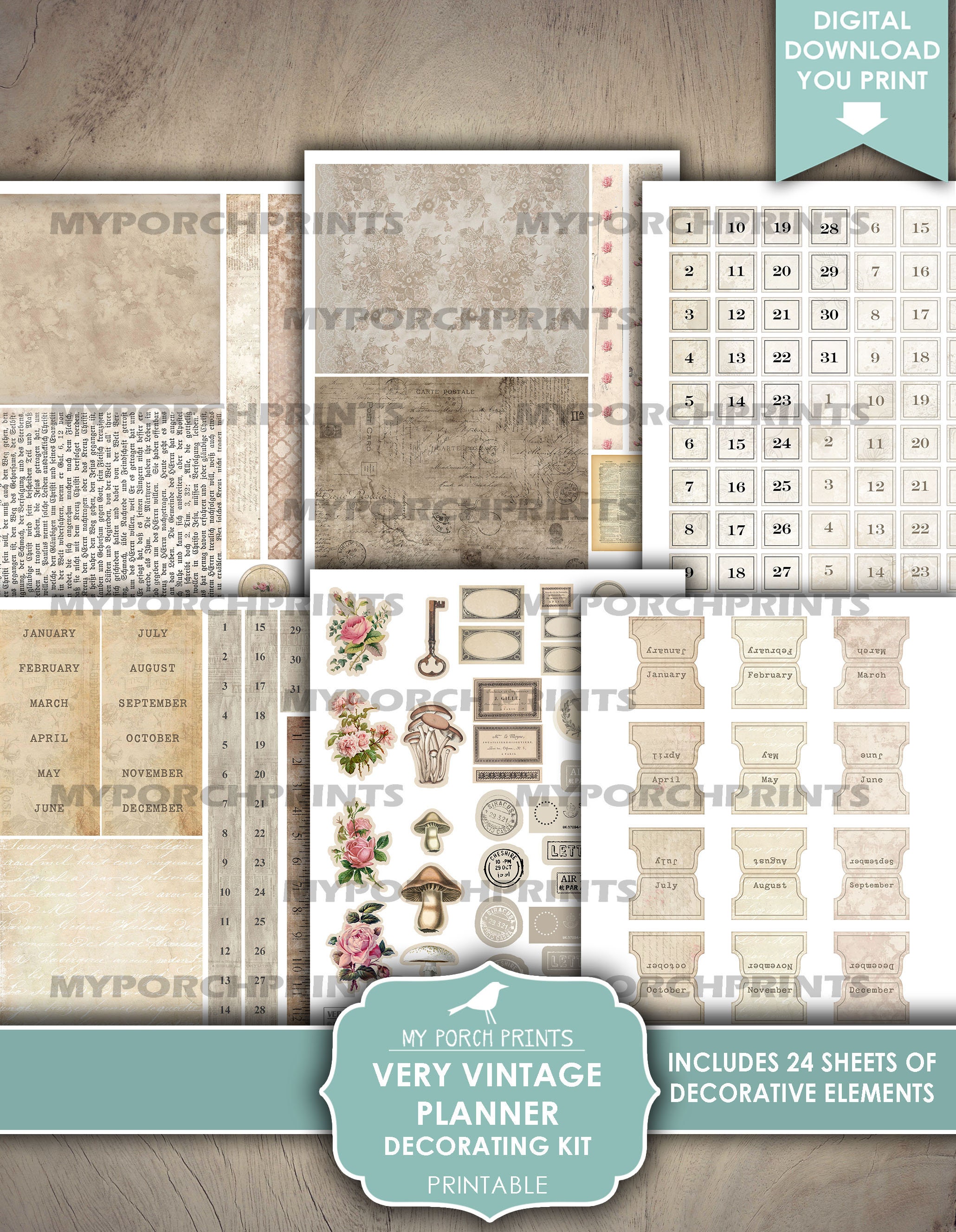 Junk Journal, Very Vintage, Planner, Decorating, Kit, Bullet Journal ...
