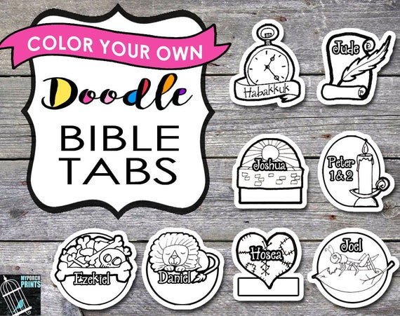 Doodle Bible Tabs, Kids Bible Tabs, Bible Journaling Tabs, Easter
