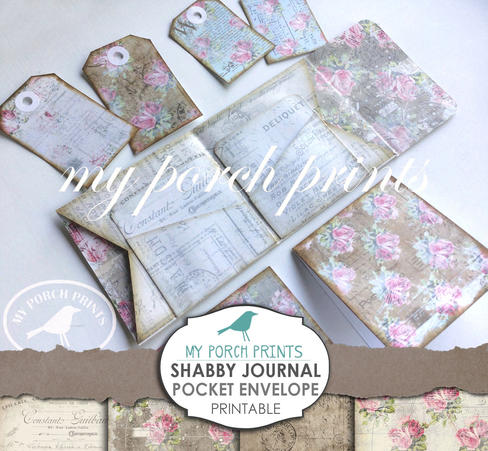 Shabby Journal Pocket Envelope, Loaded Envelope, Junk Journal Kit ...