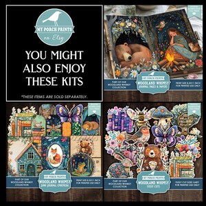 Woodland Whimsy Junk Journal FUSSY CUTS, Kit Colorful Boy Girl Kids Forest Animals Magic My Porch Prints Printable Digital Download image 7