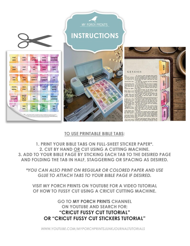 Soft Colors Bible Tabs, Earth Tone Printable Fussy Cuts Scripture Faith Stickers My Porch Prints Printable Digital Download, Zip JPEG Files image 5
