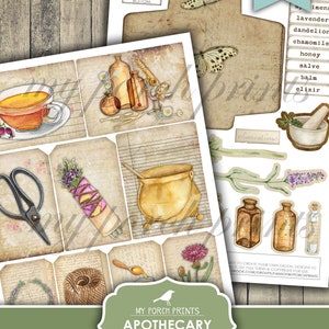Junk Journal Kit, Apotekare, Natur, Örter, Läkning, Cottagecore, Vetenskap, Steampunk, Shabby, Min veranda-tryck, Digital nedladdning, Utskrivbar bild 8