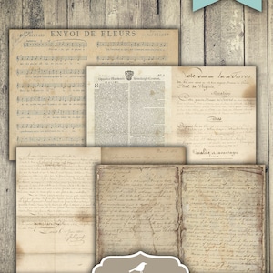 Puede incluir: Un conjunto de 16 p&aacute;ginas de diario imprimibles con papel de estilo vintage, texto escrito a mano y notaci&oacute;n musical. Las p&aacute;ginas miden 21,6 cm por 27,9 cm y se pliegan a 21,6 cm por 14 cm.