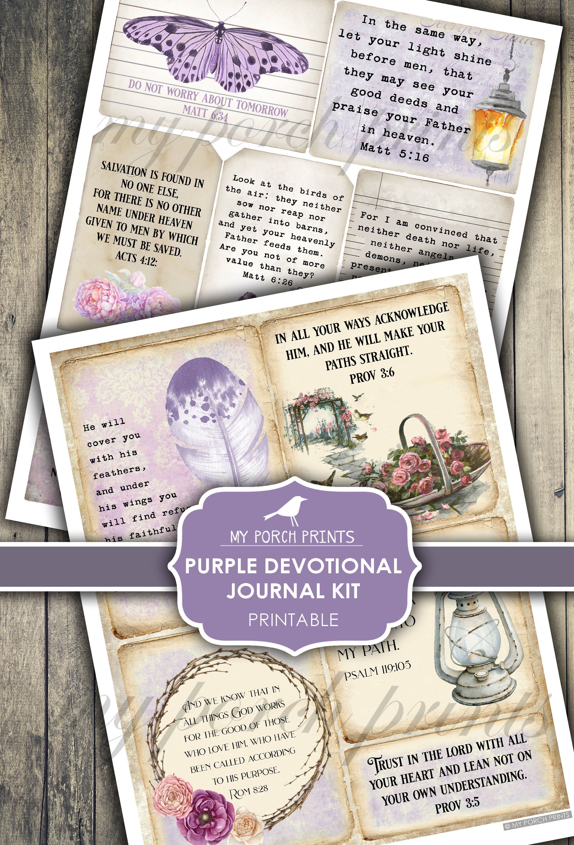 Prayer Journal Devotional Purple Junk Journal Faith Etsy