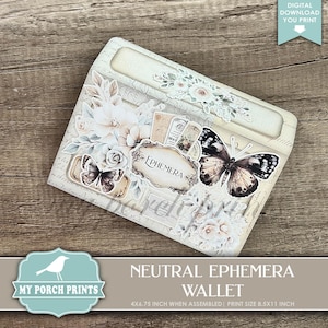 Neutral Pocket Ephemera Wallet Kit, Junk Journal, Holder, Envelope, Happy Mail, Gift, Storage, My Porch Prints, Printable, Digital Download