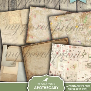 Junk Journal Kit, Apotekare, Natur, Örter, Läkning, Cottagecore, Vetenskap, Steampunk, Shabby, Min veranda-tryck, Digital nedladdning, Utskrivbar bild 7