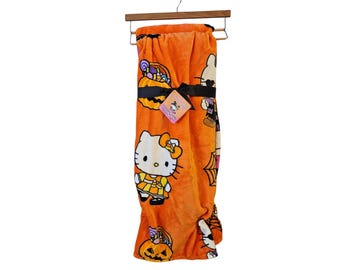 Set di 2 coperte Hello Kitty Halloween, coperte di peluche arancioni, decorazioni autunnali, coperte Hello Kitty, coperta accogliente, set di coperte gemelle