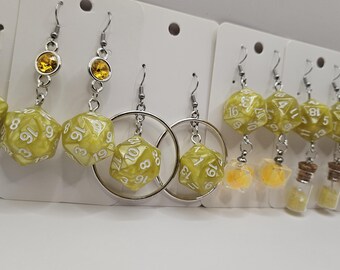 D20 Bright yellow earrings