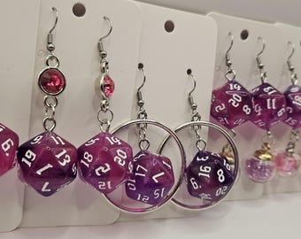 D20 Roze glitteroorbellen