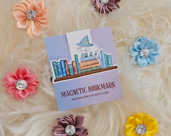 Magnetic bookmark Cat bookshelf