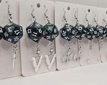 D20 Dark green earrings B