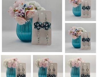 D20 Dark green earrings C