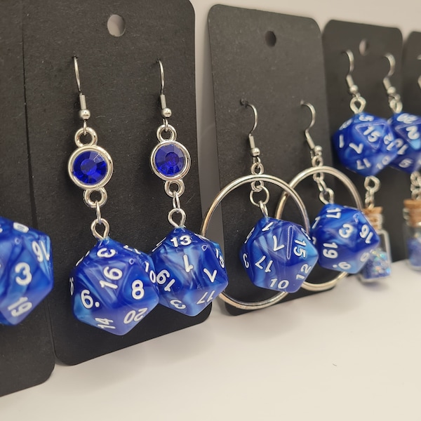 D20 Dark blue earrings