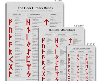 Elder Futhark Runen Guide Portrait Leinwand ... Wikinger Runen alte nordische Mythologie Wahrsagerei Wahrsagerei Wahrsager Tarot.