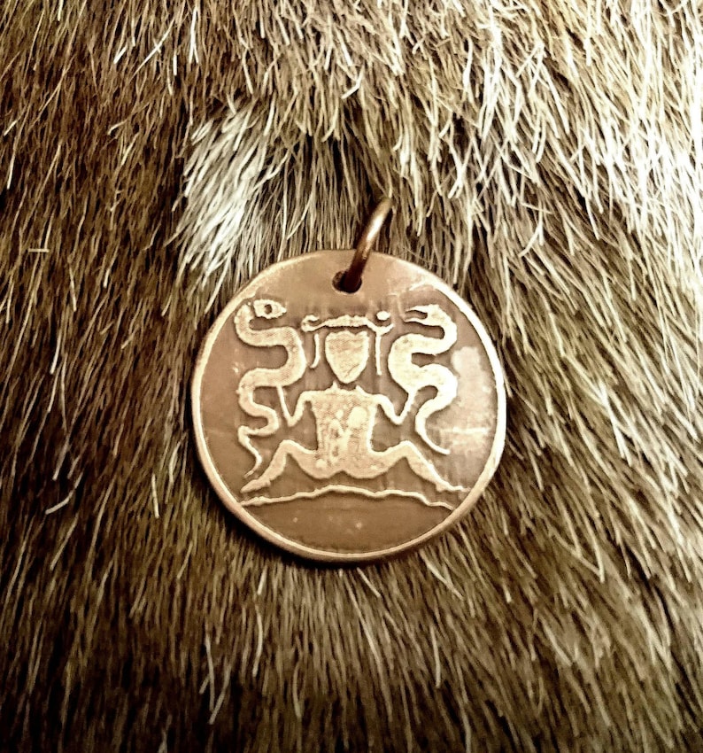 Ormgudinna The Lady of the Beasts snake serpent Norse Goddess Pendant in Copper or Brass Viking, Heathen, Pagan
