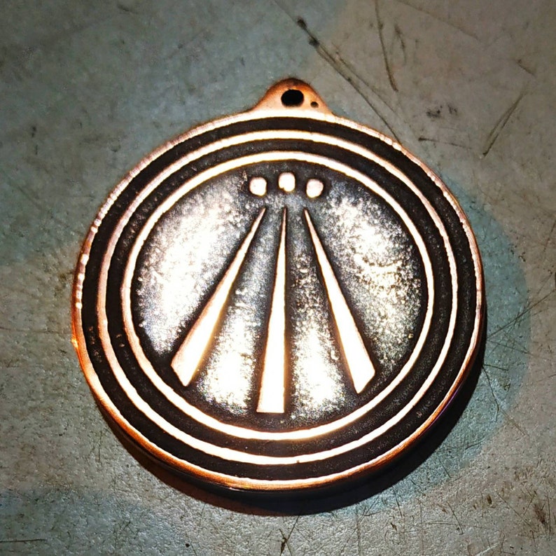 DRUID AWEN PENDANT With 3 rings in Heavy 3mm Copper
