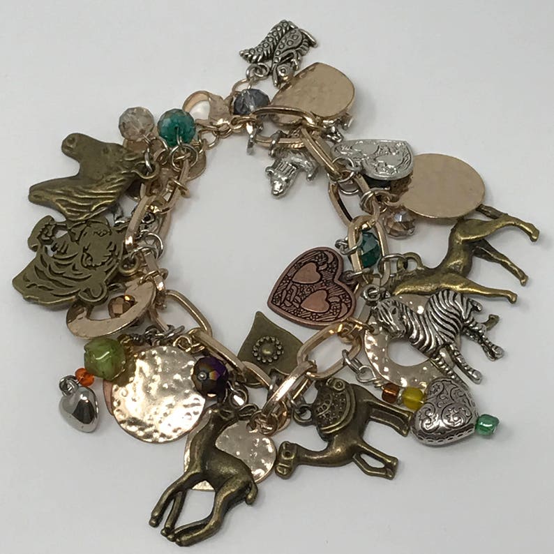 4 Legged Animals Charm Bracelet Zebra Horse Camel Deer Tiger Etsy