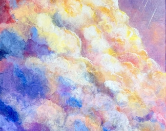 Heaven Doesn't Rush, Dreamscape Painting, Children's room decor, dreamy painting, cloudscape
