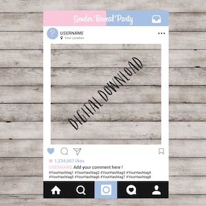 Gender Reveal Frame, Instagram Frame Prop, Gender Reveal Photo Prop, Gender Reveal Cutout, Gender Reveal Ideas, Reveal Photo Booth