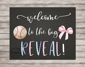 Gender Reveal Decorations, Baseball Or Bows, Baseballs Or Bows, Baseball Gender, Gender Reveal Decor, Gender Reveal Sign, Reveal Party