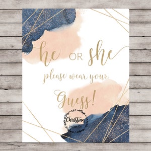 Boy or Girl Sign, Gender Reveal Decorations, Gender Reveal Party Signs, Wear Your Guess Baby Shower sign, Pink and Blue Gender reveal Decor