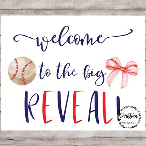 Baseballs or Bows Reveal Welcome Sign, Gender Reveal Decorations, Baseballs Or Bows, Gender Reveal Decor, Gender Reveal Sign, Baby Reveal