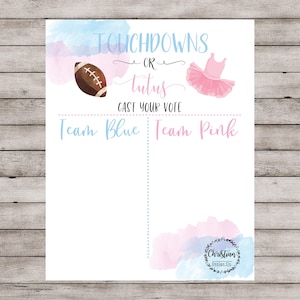 Touchdowns oder Tutus Gender Reveal, Touchdowns und Tutus Geben Sie Ihre Stimme ab, Tutus und Touchdowns, Gender Reveal Ideen, Fußball Gender Reveal