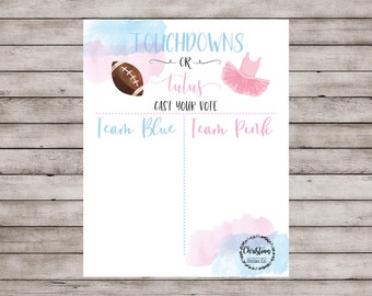 Touchdowns or Tutus Gender Reveal, Touchdowns and Tutus Cast Your Vote, Tutus And Touchdowns, Gender Reveal Ideas, Football Gender Reveal