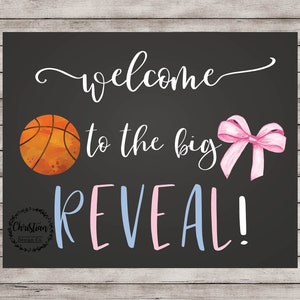 Basketball Gender Reveal Sign, Free Throws Or Pink Bows Gender Reveal, Free Throws Pink Bows, Basketball Reveal, Balls Or Bows, Reveal Party