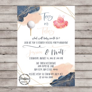 Tees or Tutus Invitation, Gender Reveal Invitation, Gender Reveal Invite, Golf Gender Reveal, Golf Reveal Invite, Golf Baby Reveal
